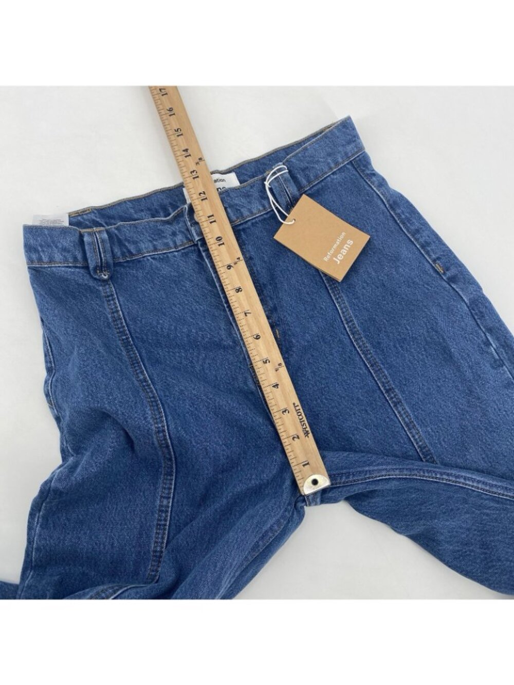 Reformation Size 28 Leah Seamed High Rise Wide Leg Jeans Organic Cotton - Picture 5 of 13